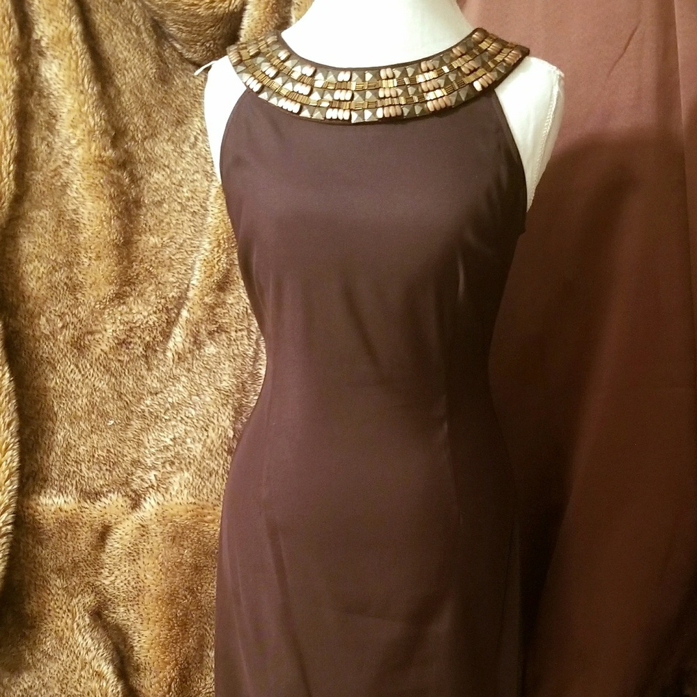 Connected Apparel ladies brown 1 pc  dress